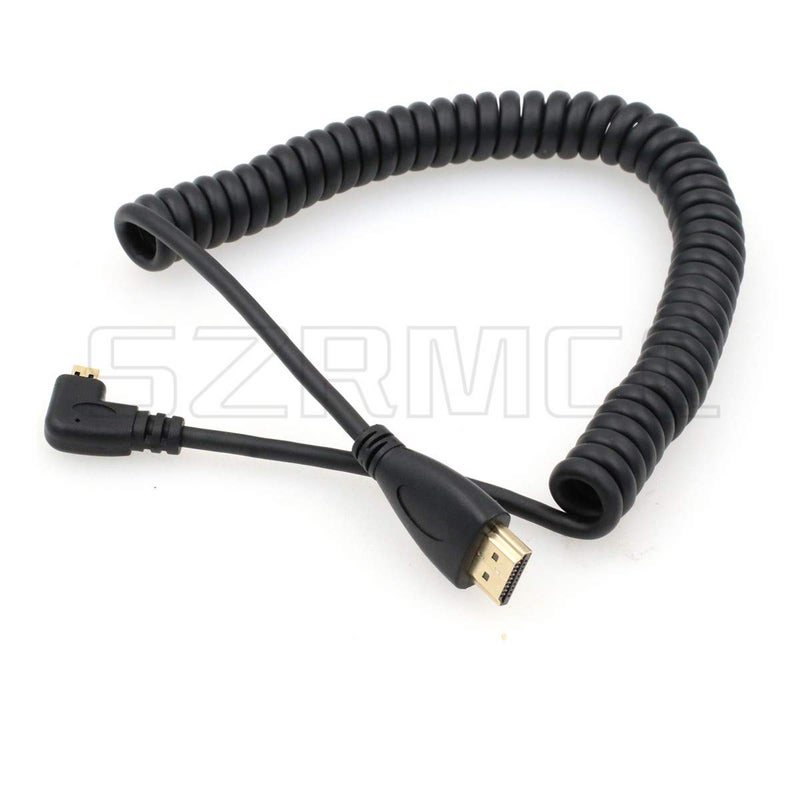 SZRMCC Right Angled Micro HDMI to HDMI High Speed Coiled Cable for Tablet Canon Sony DSLR Camera ATOMOS Monitor - Image 2